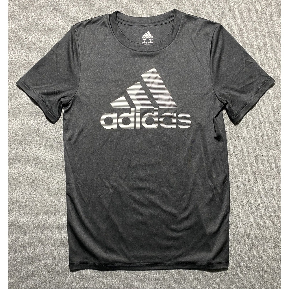 Adidas T-Shirt Boys Black Graphic Short Sleeve Kids/Youth Size M 10/12